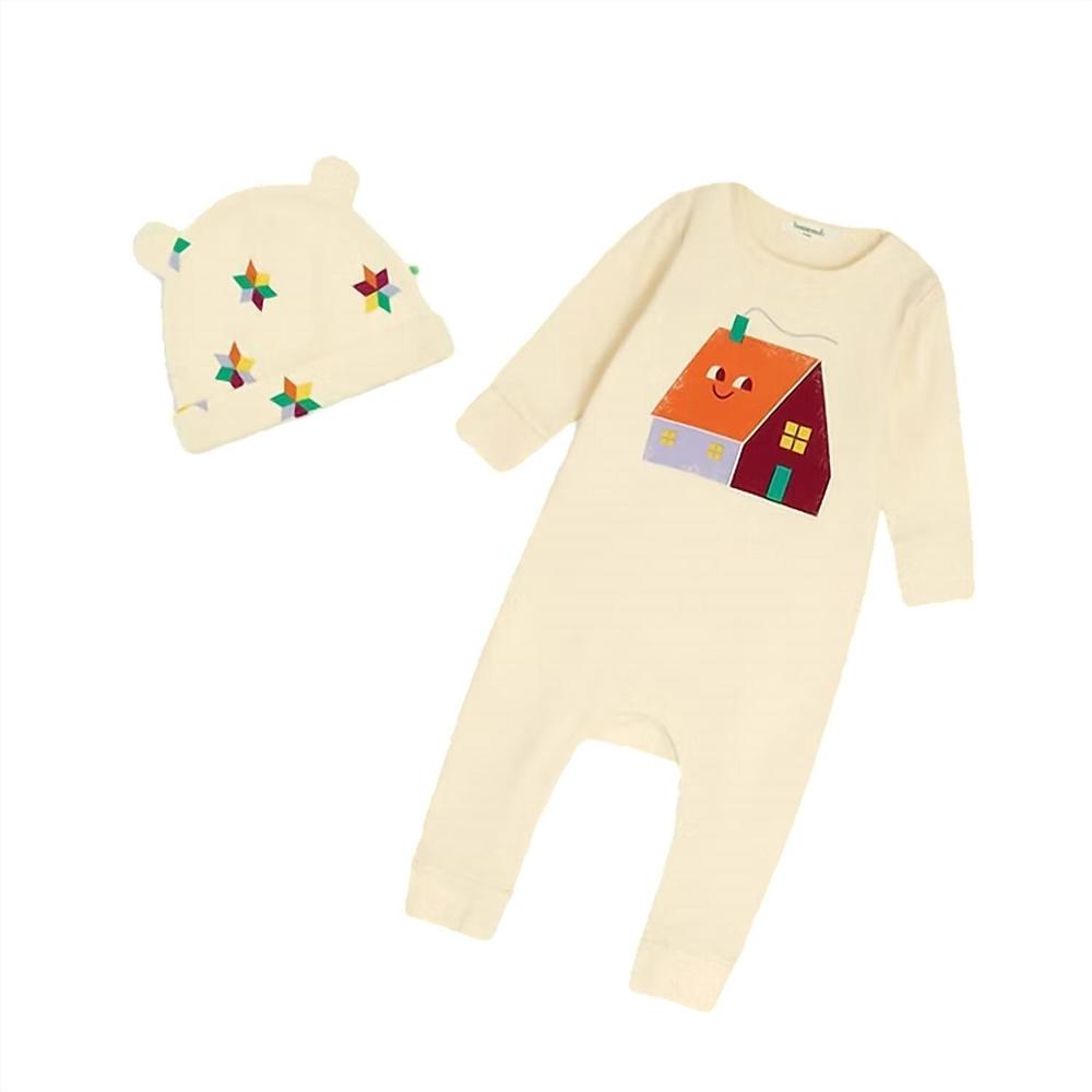 NEW THE BONNIE MOB kids bayley berry cosy cabin & hat set playsuit in off white